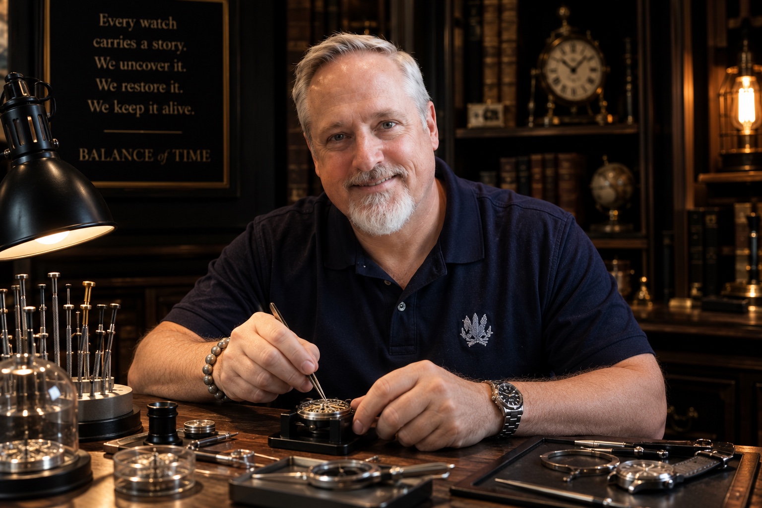 Eric Auffhammer at the Balance of Time workbench