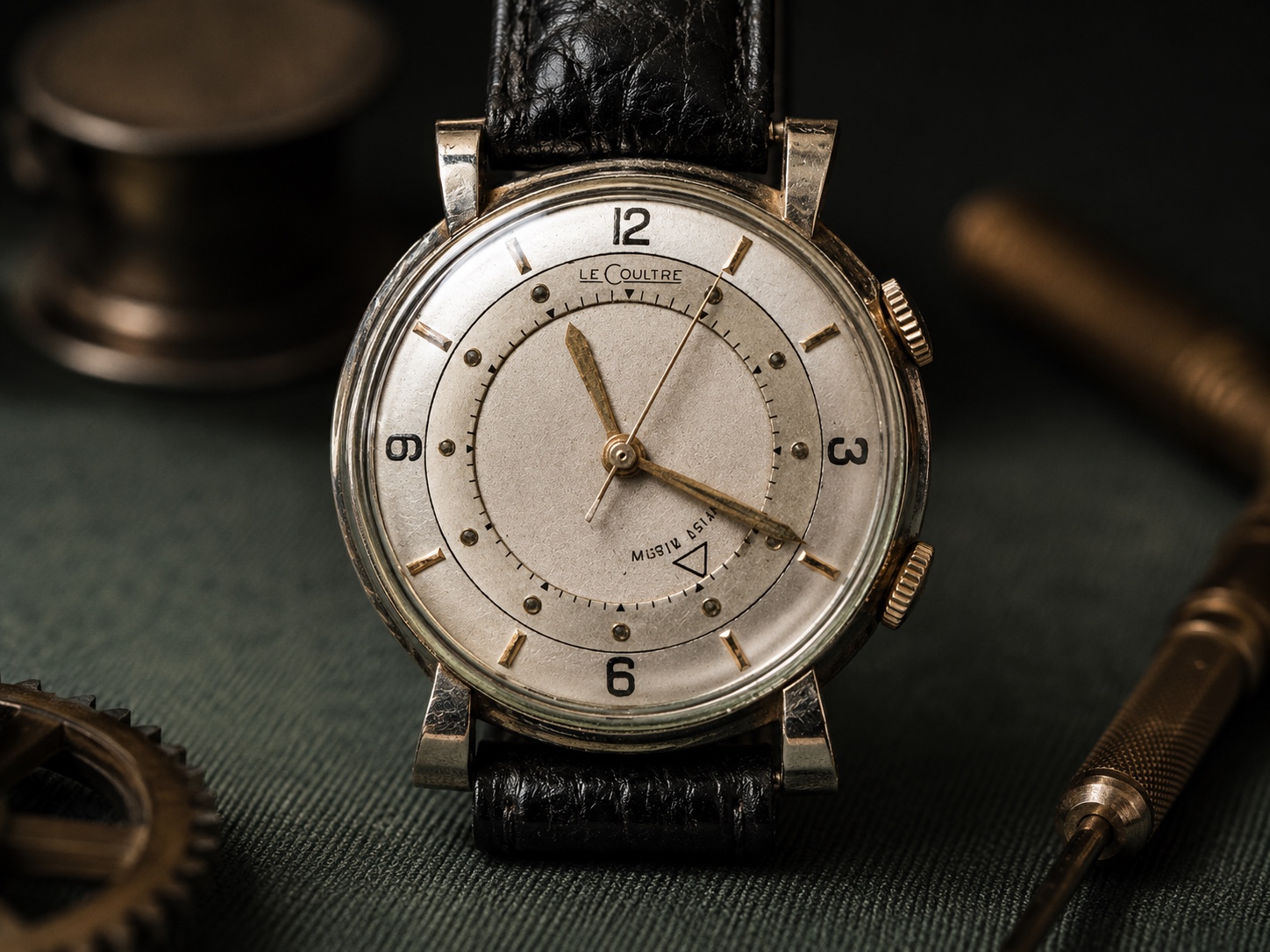 Vintage LeCoultre mechanical alarm wristwatch
