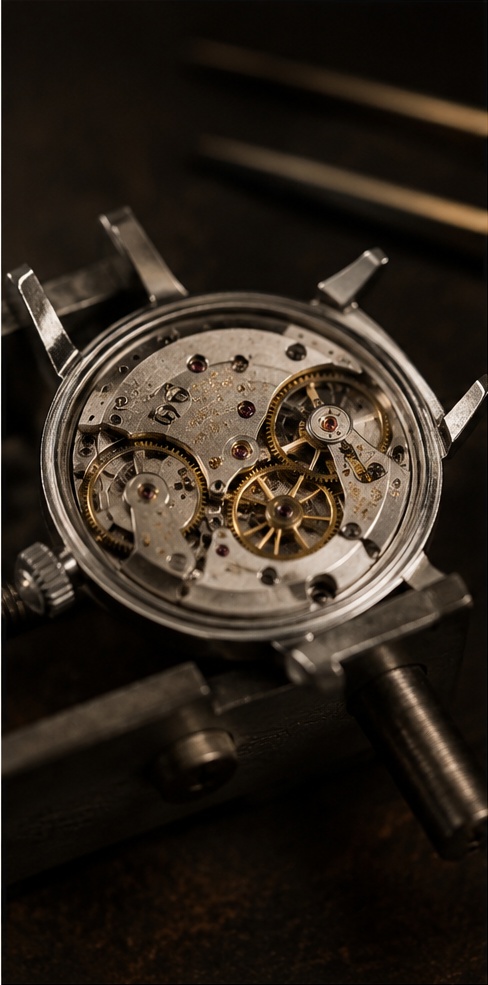 Vintage mechanical movement documented before intervention